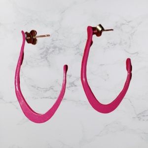 Mauve pink open hoop pierced earrings